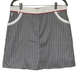 {GOLFINO} Golf Chain Link Print Red Trim Mini Skirt Skort